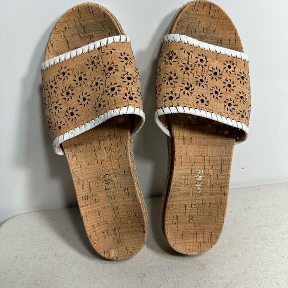 Jack Rogers RO Cork Slide Sandals Slip On Flower Cutout Platform Espadrille 8 - Picture 6 of 8